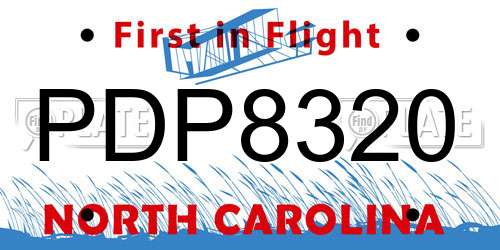 PDP8320 North Carolina License Plate