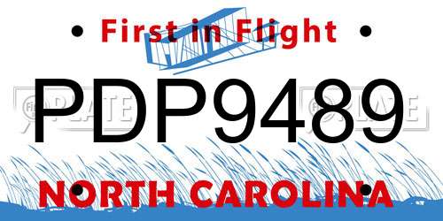 PDP9489 North Carolina License Plate