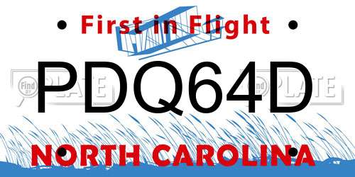 PDQ64D North Carolina License Plate