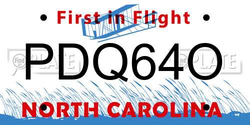 PDQ64O North Carolina License Plate