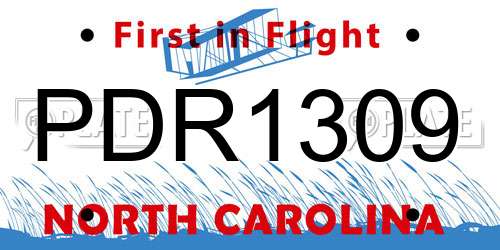 PDR1309 North Carolina License Plate