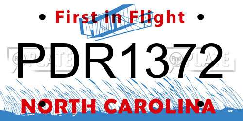 PDR1372 North Carolina License Plate