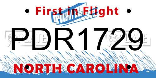PDR1729 North Carolina License Plate