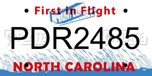 PDR2485 North Carolina License Plate