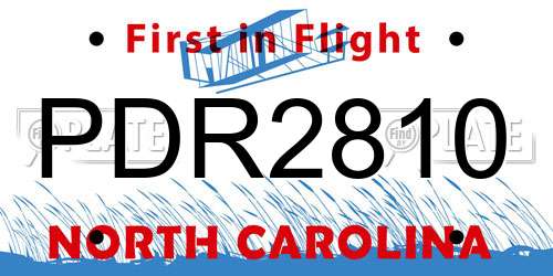 PDR2810 North Carolina License Plate