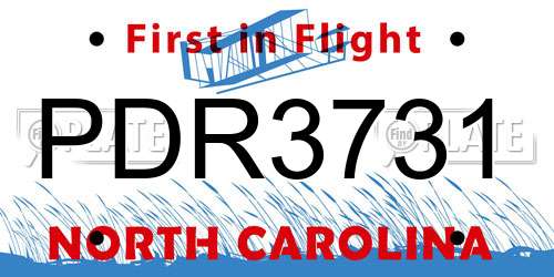 PDR3731 North Carolina License Plate