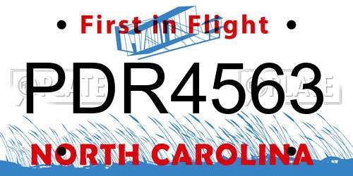 PDR4563 North Carolina License Plate