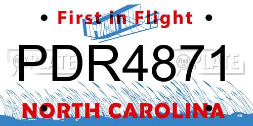 PDR4871 North Carolina License Plate