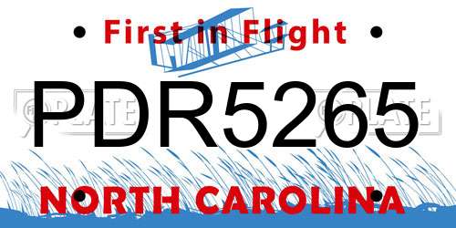 PDR5265 North Carolina License Plate