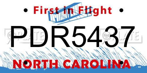 PDR5437 North Carolina License Plate