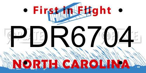 PDR6704 North Carolina License Plate