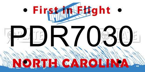 PDR7030 North Carolina License Plate