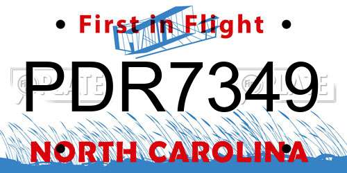 PDR7349 North Carolina License Plate