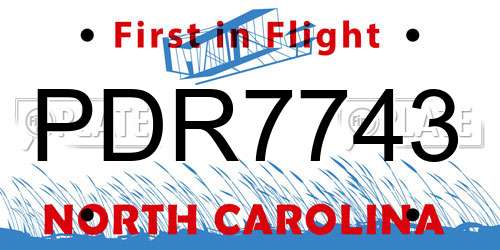 PDR7743 North Carolina License Plate