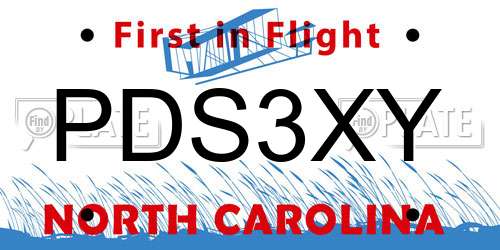 PDS3XY North Carolina License Plate
