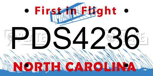 PDS4236 North Carolina License Plate