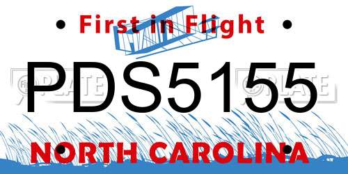 PDS5155 North Carolina License Plate