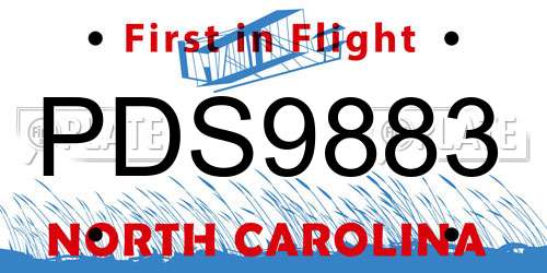 PDS9883 North Carolina License Plate