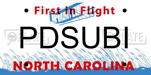 PDSUBI North Carolina License Plate