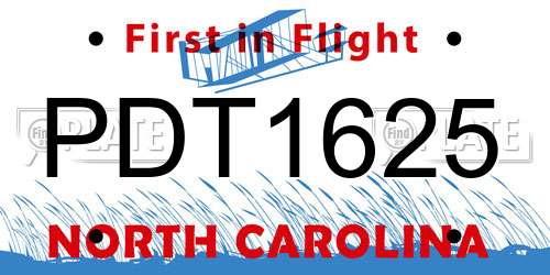 PDT1625 North Carolina License Plate