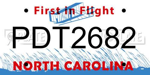 PDT2682 North Carolina License Plate