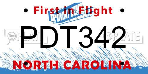 PDT342 North Carolina License Plate