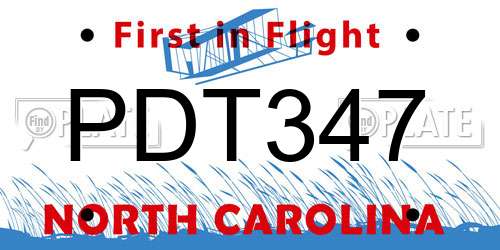 PDT347 North Carolina License Plate
