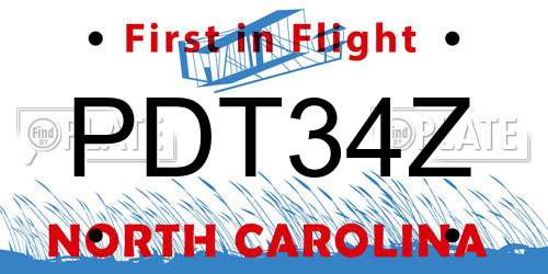 PDT34Z North Carolina License Plate