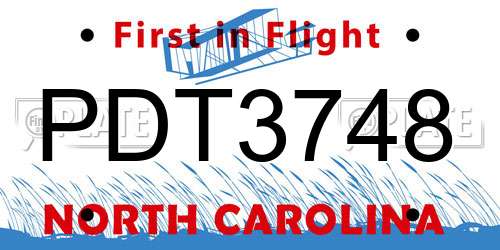 PDT3748 North Carolina License Plate