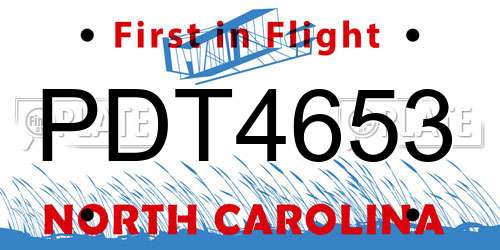 PDT4653 North Carolina License Plate