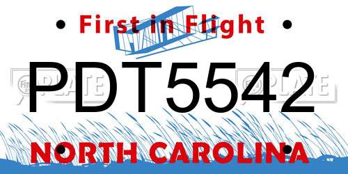 PDT5542 North Carolina License Plate
