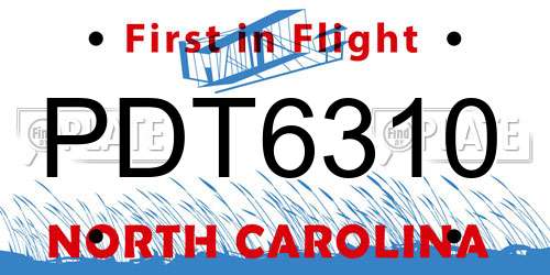 PDT6310 North Carolina License Plate
