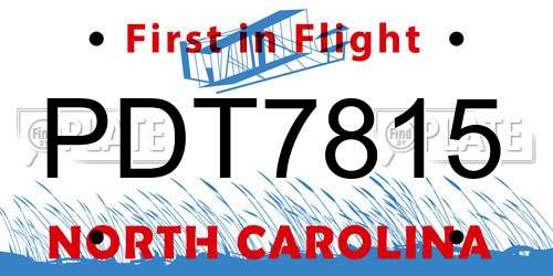 PDT7815 North Carolina License Plate