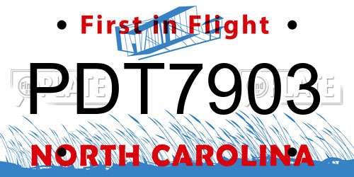 PDT7903 North Carolina License Plate