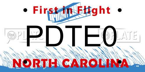 PDTE0 North Carolina License Plate