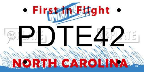 PDTE42 North Carolina License Plate