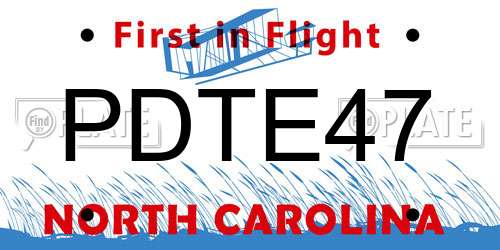 PDTE47 North Carolina License Plate