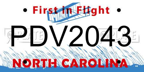 PDV2043 North Carolina License Plate