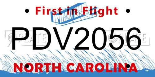 PDV2056 North Carolina License Plate
