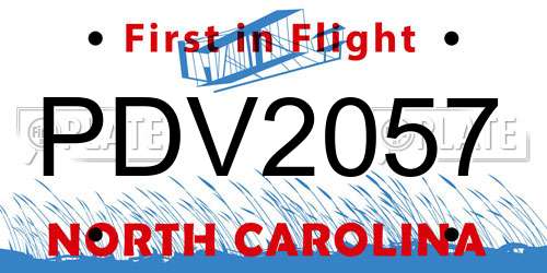 PDV2057 North Carolina License Plate