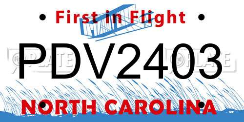PDV2403 North Carolina License Plate