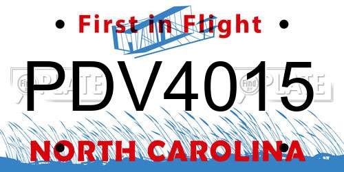 PDV4015 North Carolina License Plate
