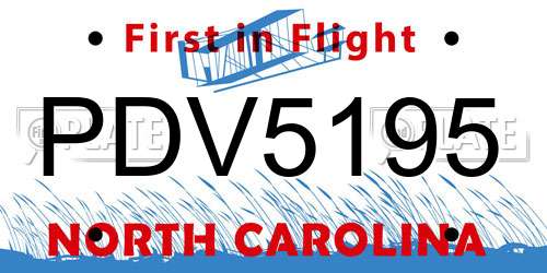 PDV5195 North Carolina License Plate