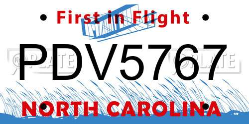 PDV5767 North Carolina License Plate