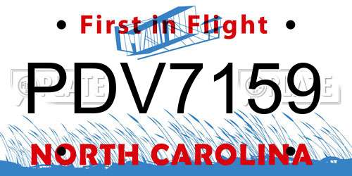 PDV7159 North Carolina License Plate