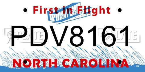 PDV8161 North Carolina License Plate