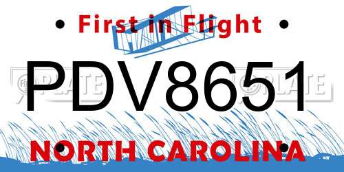 PDV8651 North Carolina License Plate