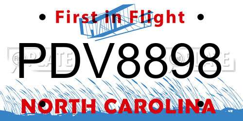 PDV8898 North Carolina License Plate