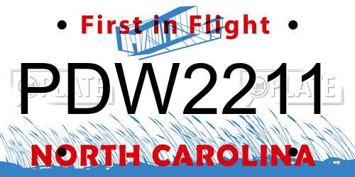 PDW2211 North Carolina License Plate