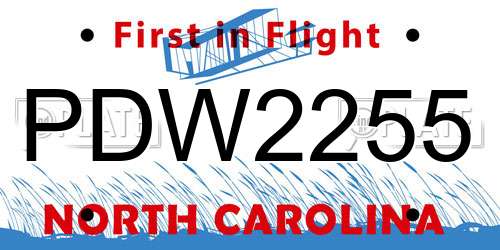 PDW2255 North Carolina License Plate